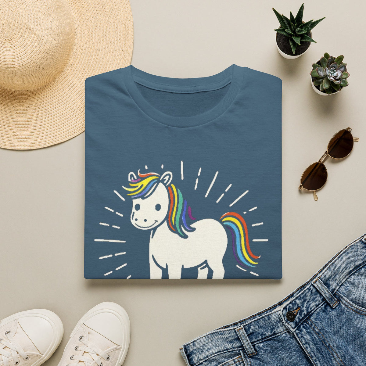 Summer Tee — Sunshine Rainbow Little White Horse
