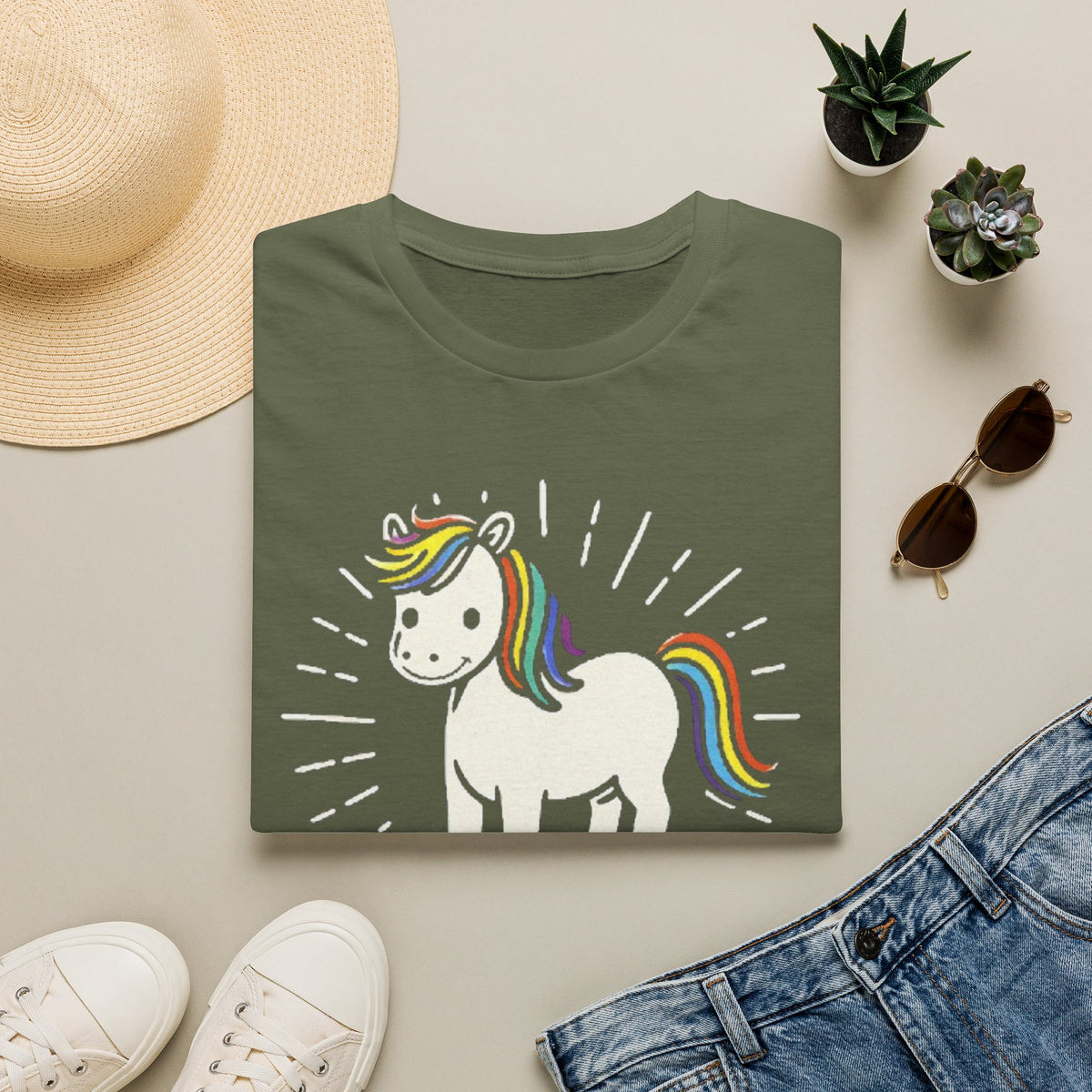 Summer Tee — Sunshine Rainbow Little White Horse