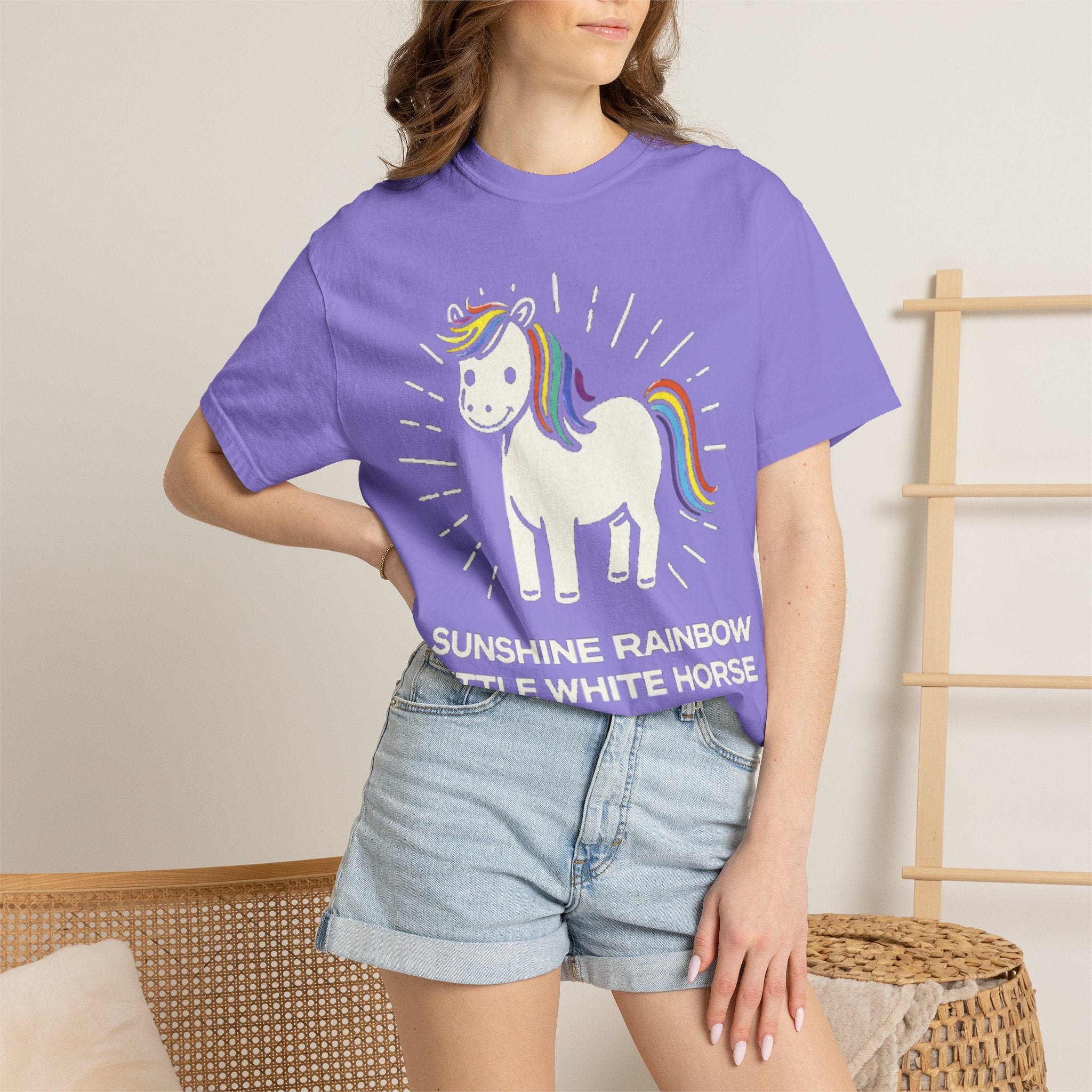 Graphic Tee — Sunshine Rainbow Little White Horse