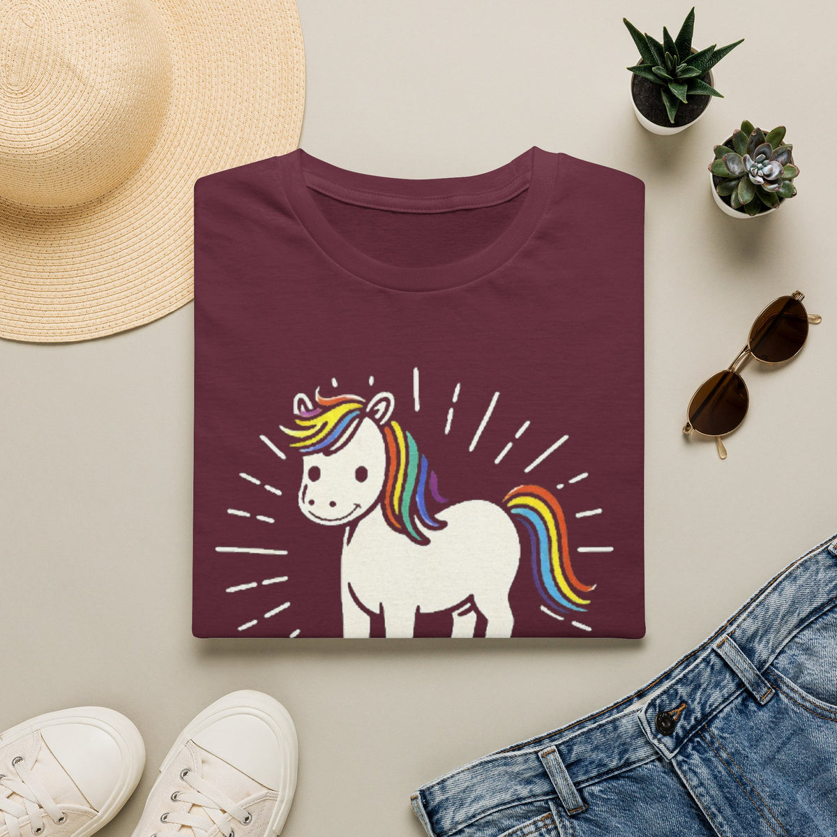 Summer Tee — Sunshine Rainbow Little White Horse