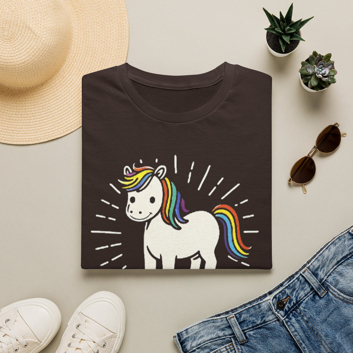 Summer Tee — Sunshine Rainbow Little White Horse