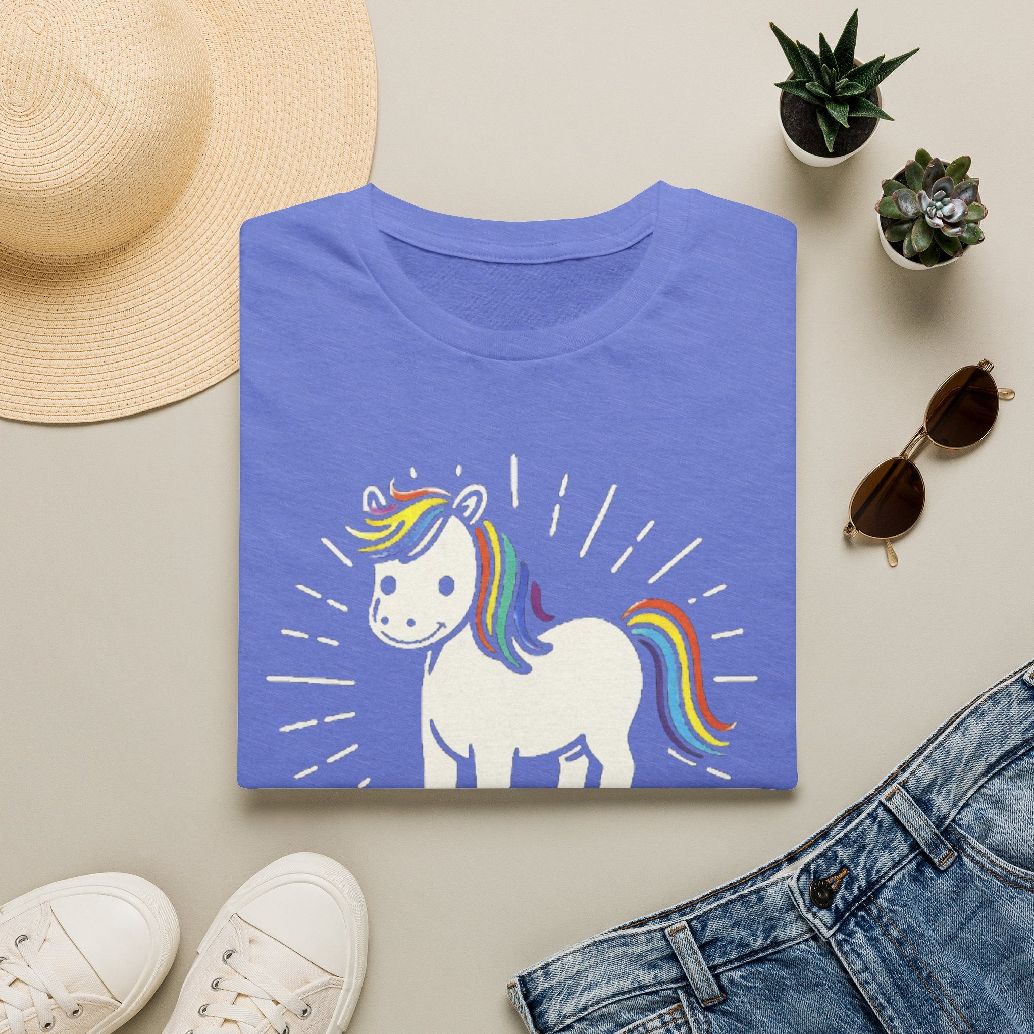 Summer Tee — Sunshine Rainbow Little White Horse