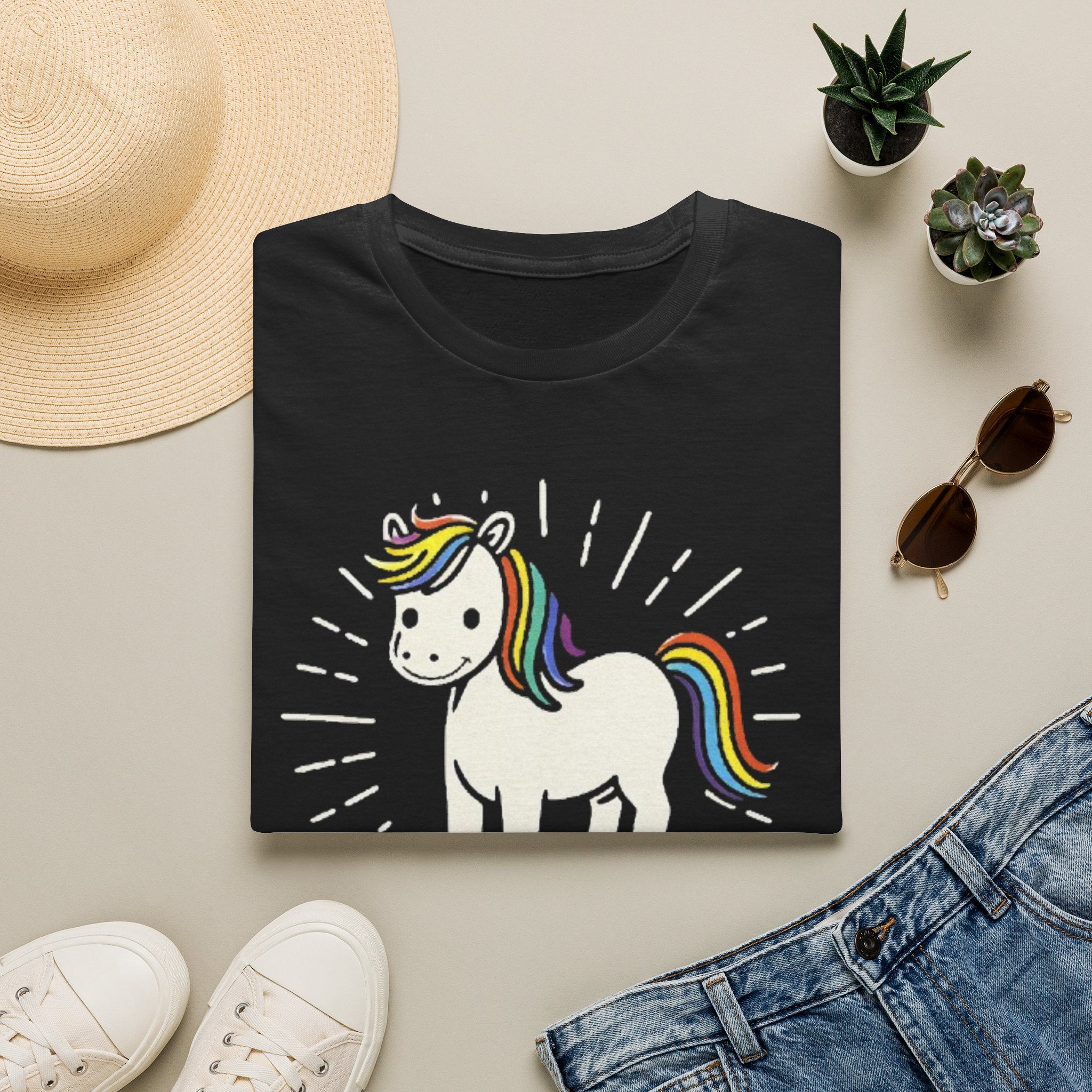 Summer Tee — Sunshine Rainbow Little White Horse