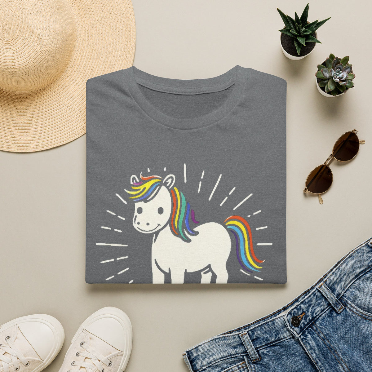 Summer Tee — Sunshine Rainbow Little White Horse