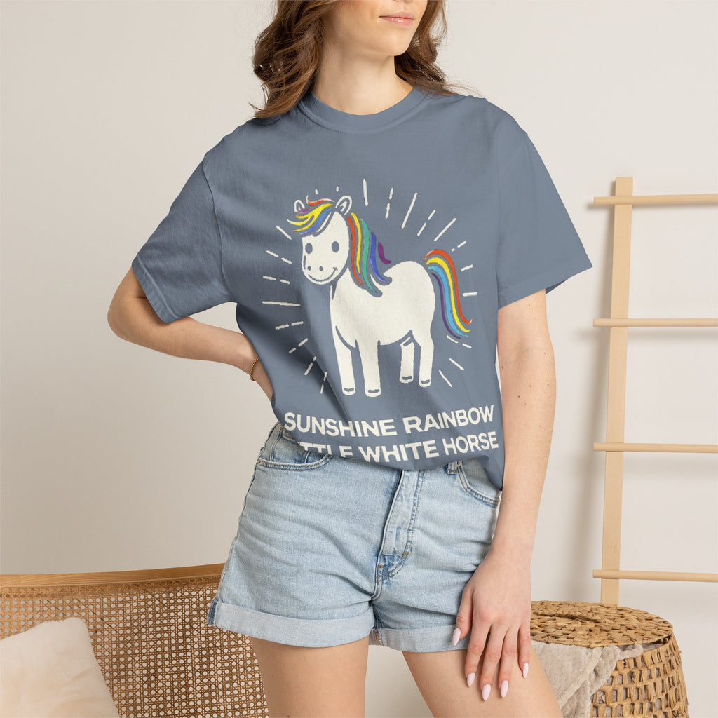 Graphic Tee — Sunshine Rainbow Little White Horse