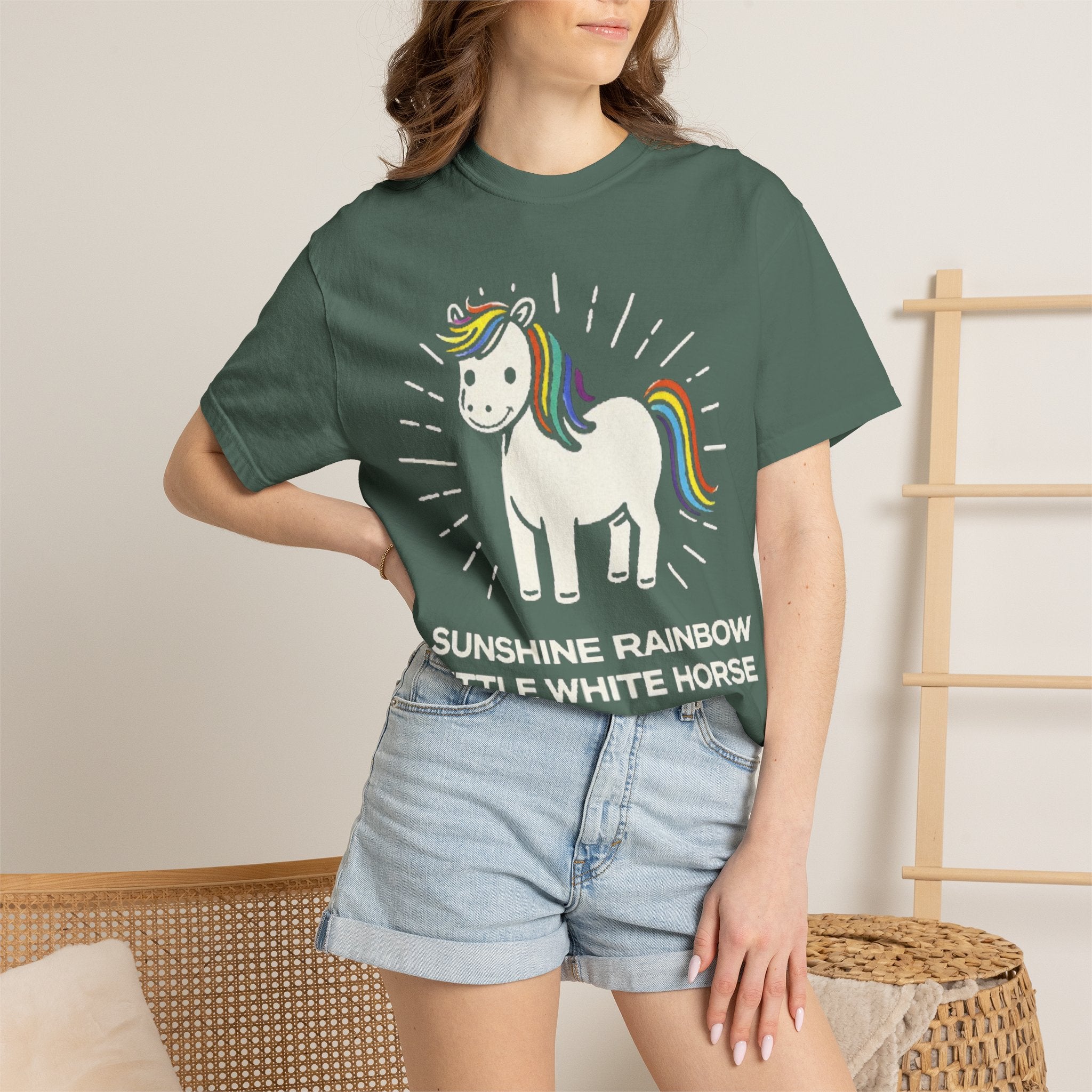 Graphic Tee — Sunshine Rainbow Little White Horse