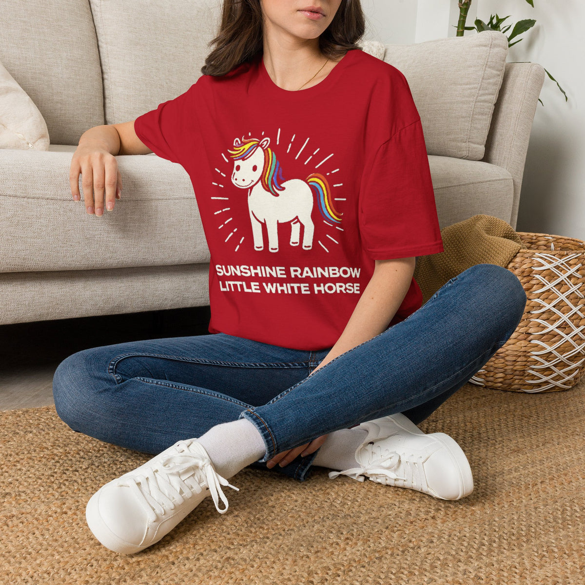 Summer Tee — Sunshine Rainbow Little White Horse