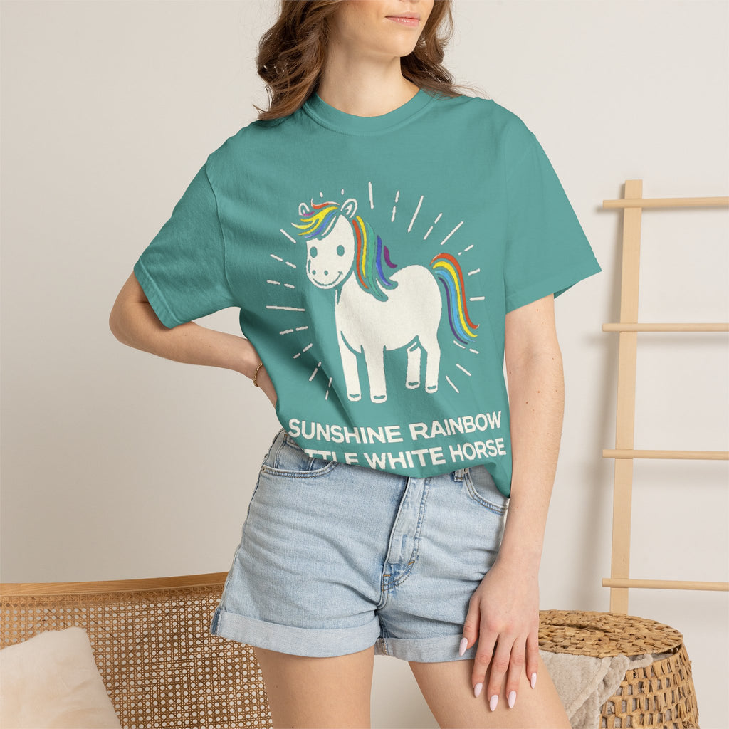 Graphic Tee — Sunshine Rainbow Little White Horse