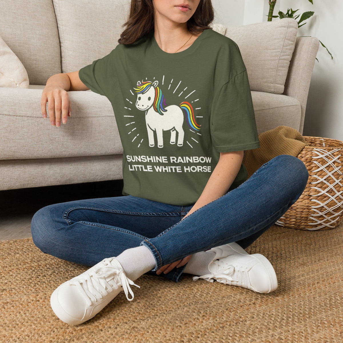 Summer Tee — Sunshine Rainbow Little White Horse