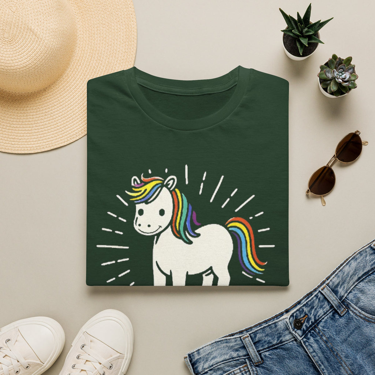 Summer Tee — Sunshine Rainbow Little White Horse